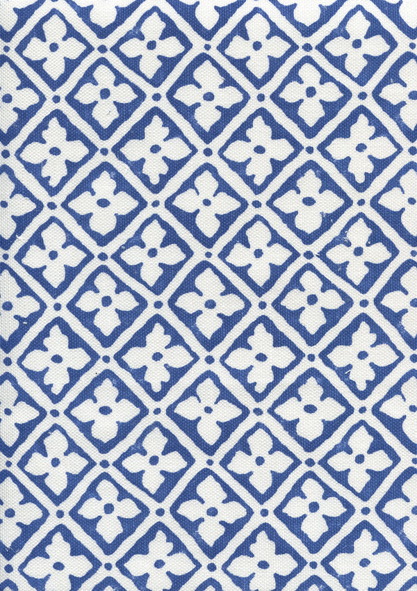 Puccini, Custom Navy on White Linen Cotton Wallcoverings | Quadrille