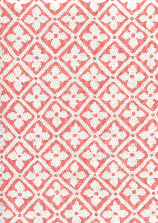 Puccini, Custom Salmon on White Linen Cotton Wallcoverings | Quadrille