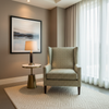 Chevron Woven Texture Sage Green Upholstered Chair | Architectural Fabrics