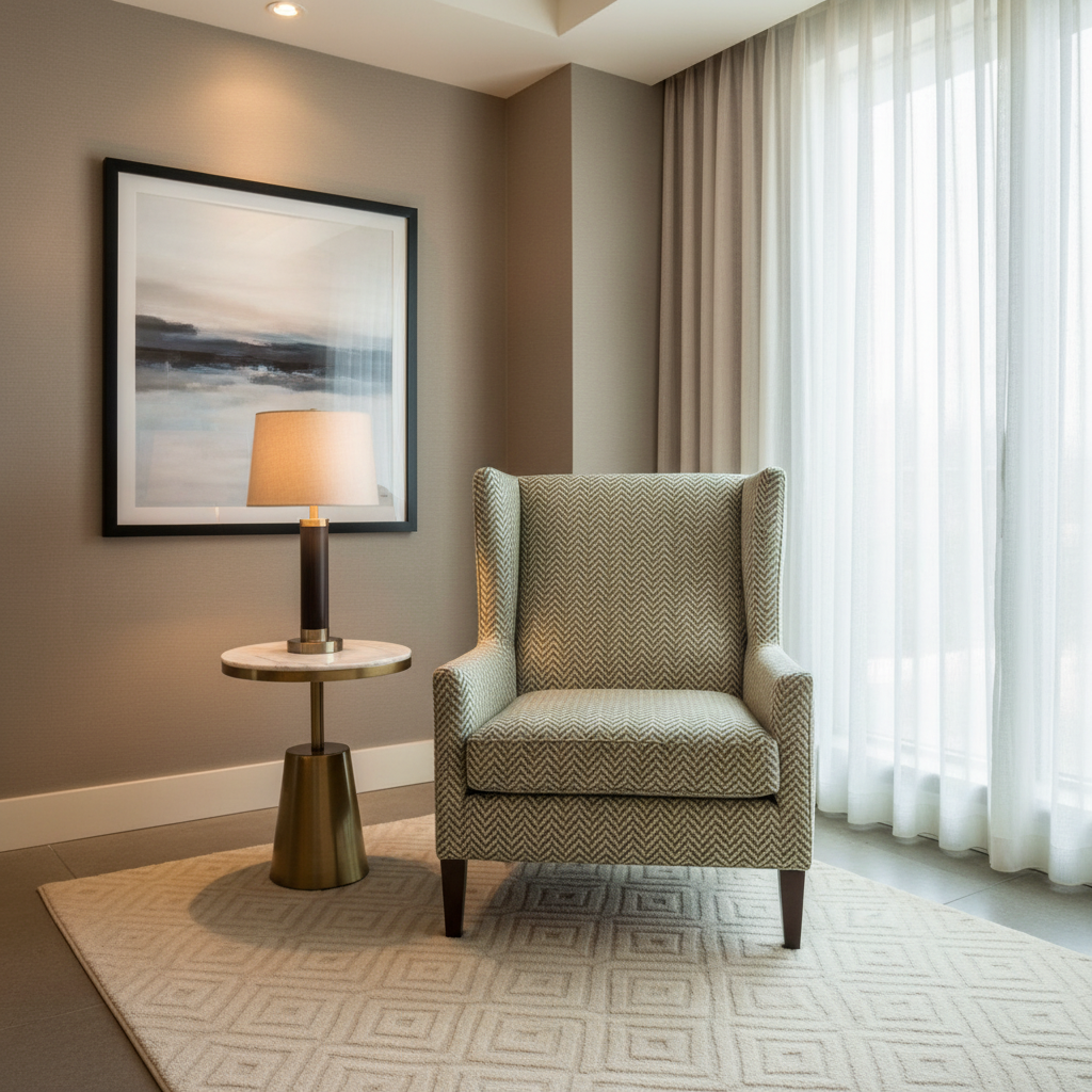 Chevron Woven Texture Sage Green Upholstered Chair | Architectural Fabrics