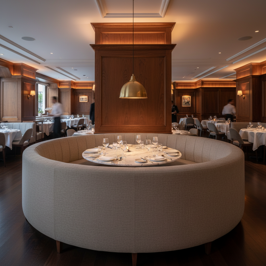 Aire Pebbled - Misty Taupe Breathable Polyurethane Upholstered Banquette | Architectural Fabrics