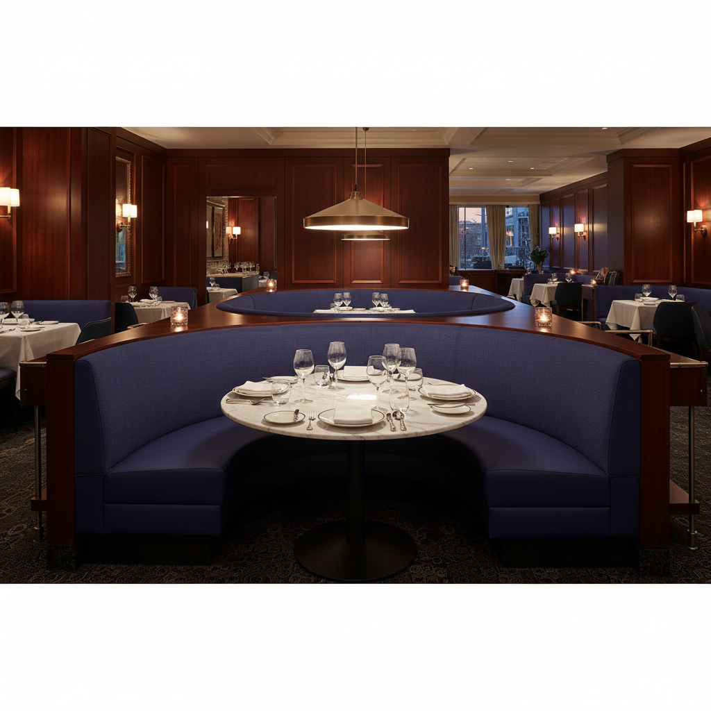 Subtle Velvet Texture Deep Indigo Upholstered Banquette | Architectural Fabrics
