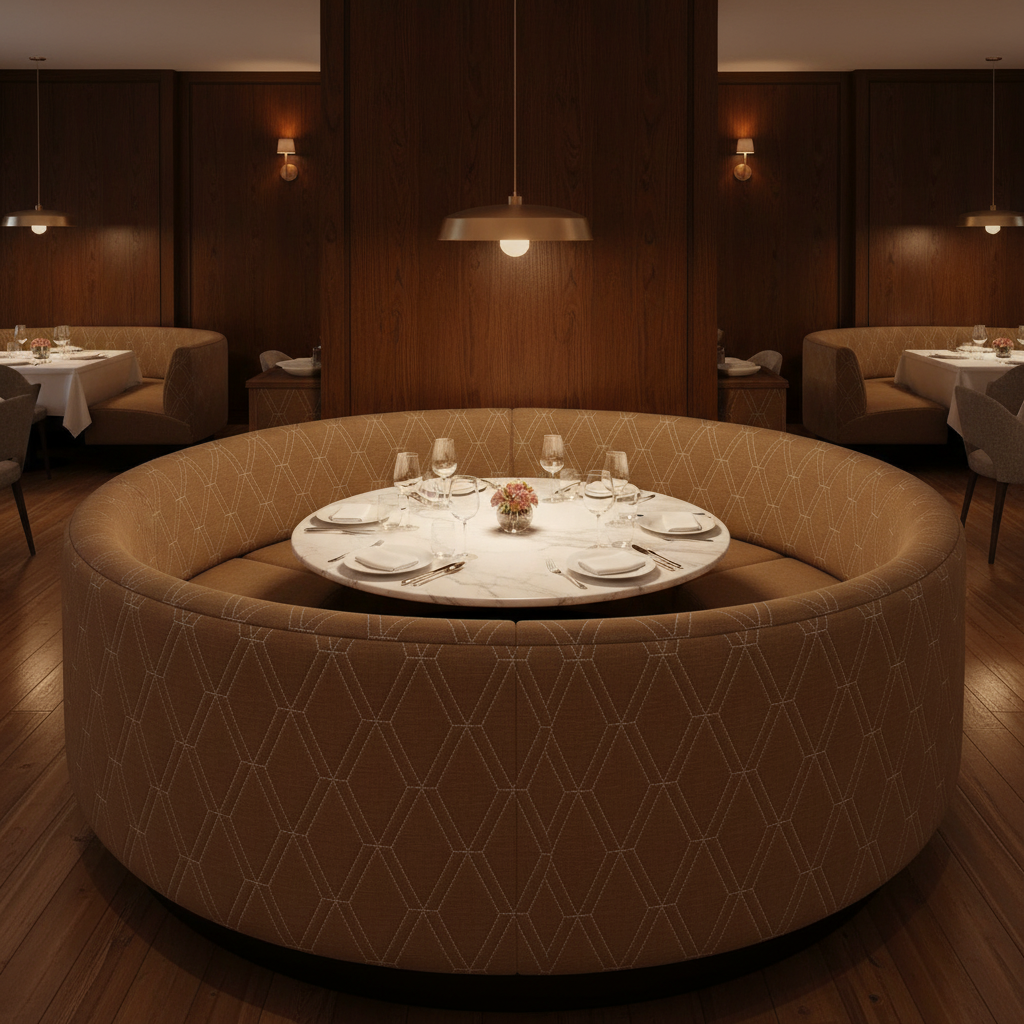 Stone Haven - Tobacco Upholstered Banquette | Architectural Fabrics