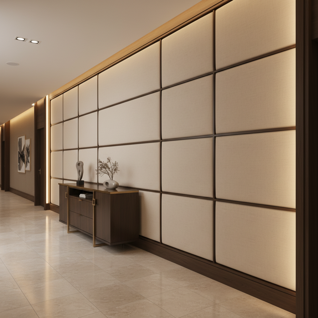Maya Riviera - Cream Upholstered Wall Panel | Architectural Fabrics