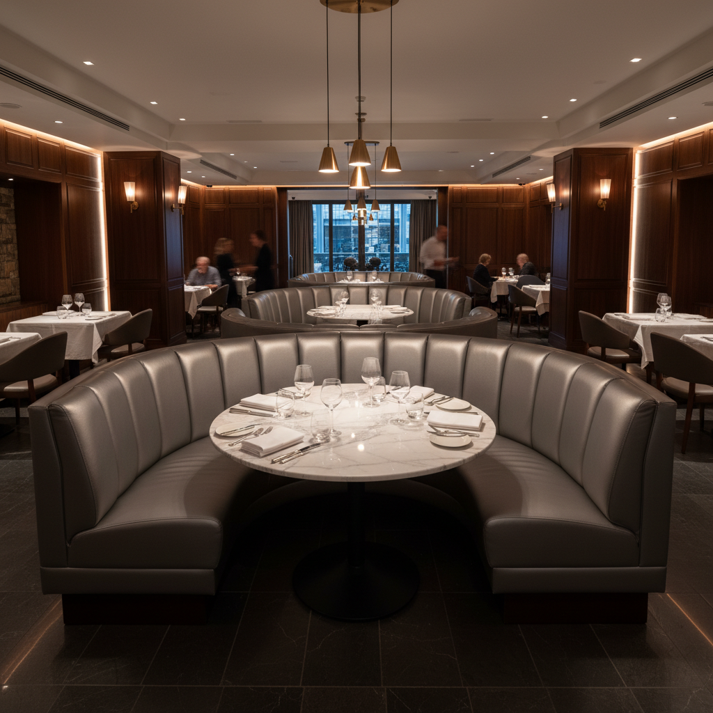 Hillsville Smoke Contemporary Charcoal & Silver Upholstered Banquette | Architectural Fabrics