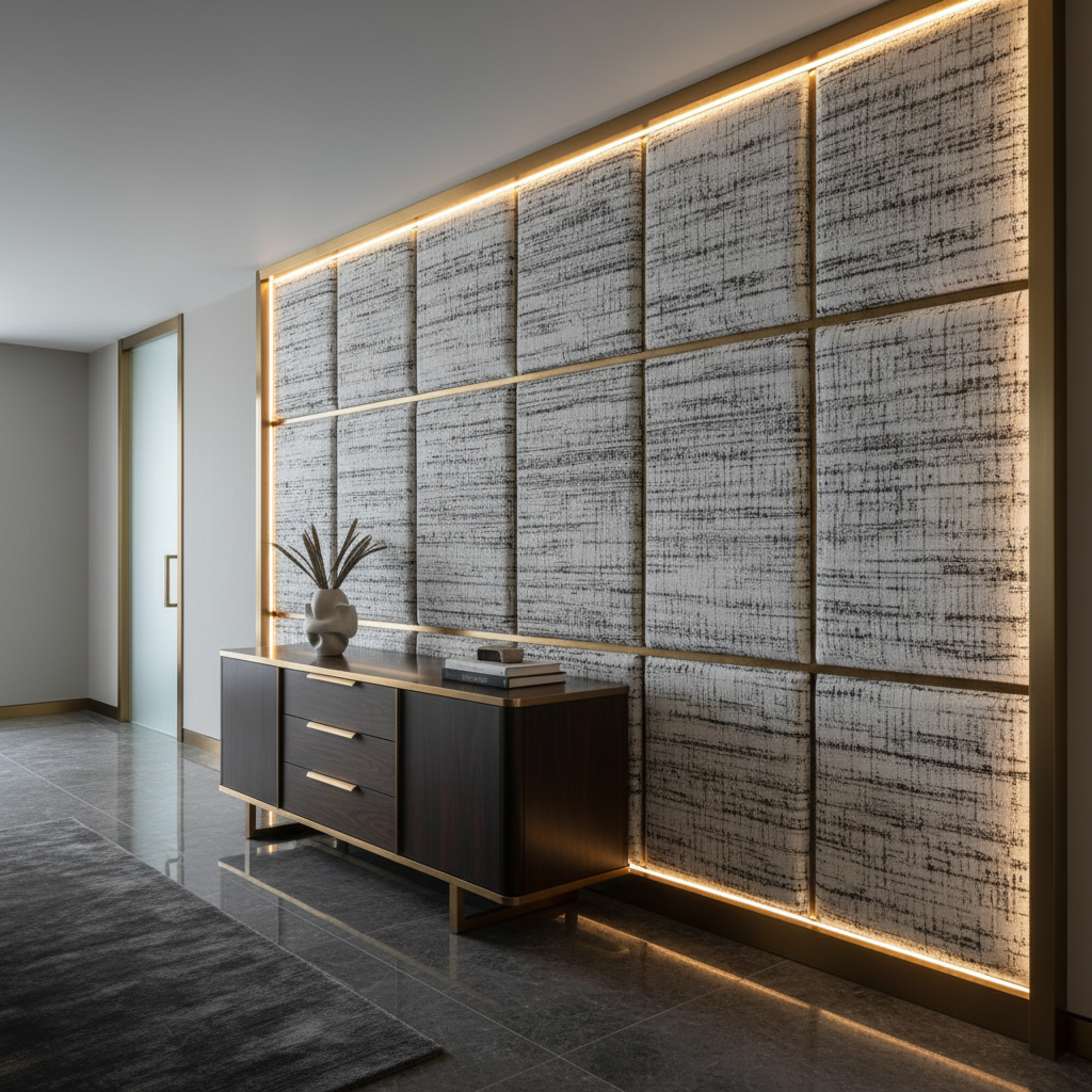 Marshall Black / Blanco Contemporary off-white & black Upholstered Wall Panel | Architectural Fabrics