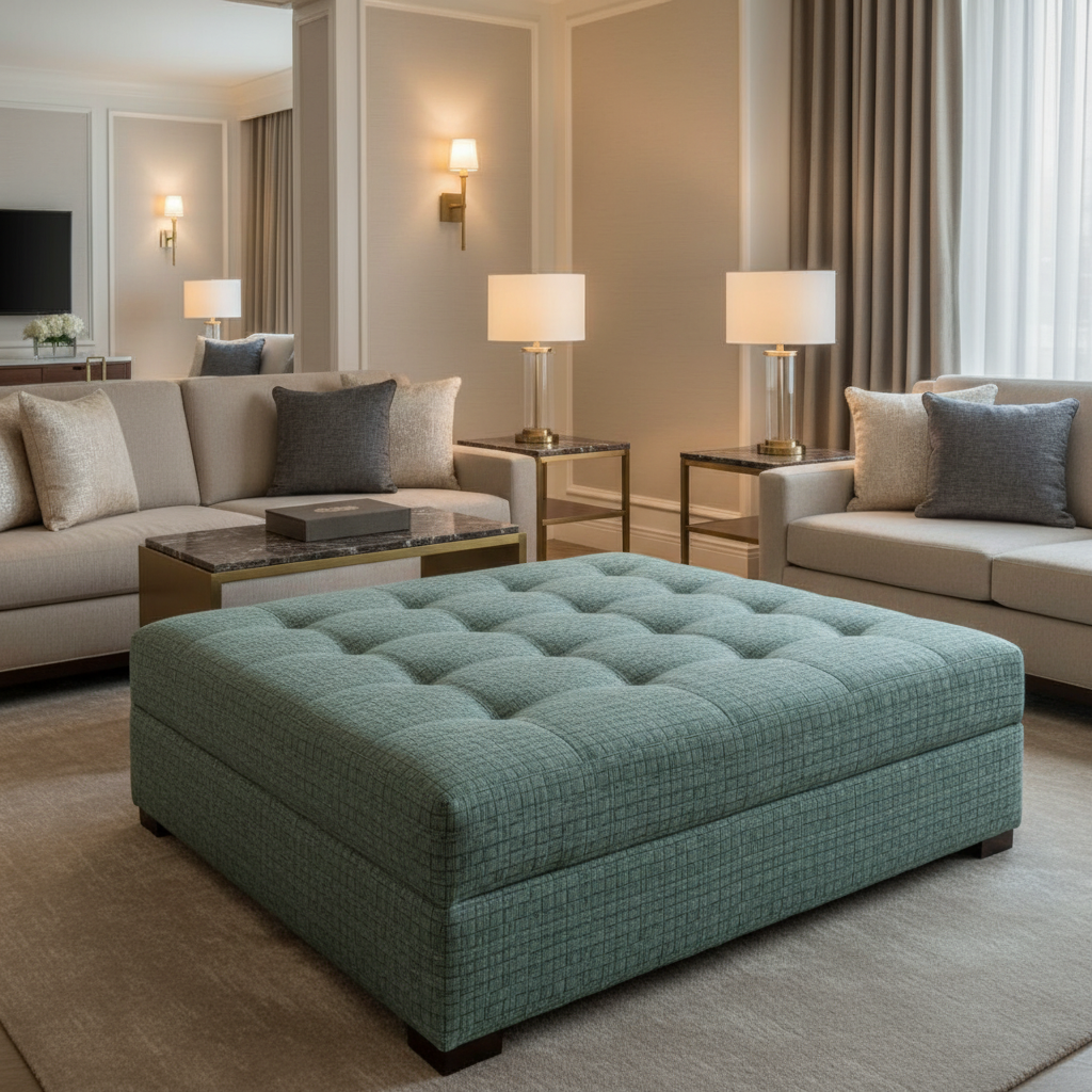Bellevue - Bellevue Tekloom Performance Upholstered Ottoman | Architectural Fabrics