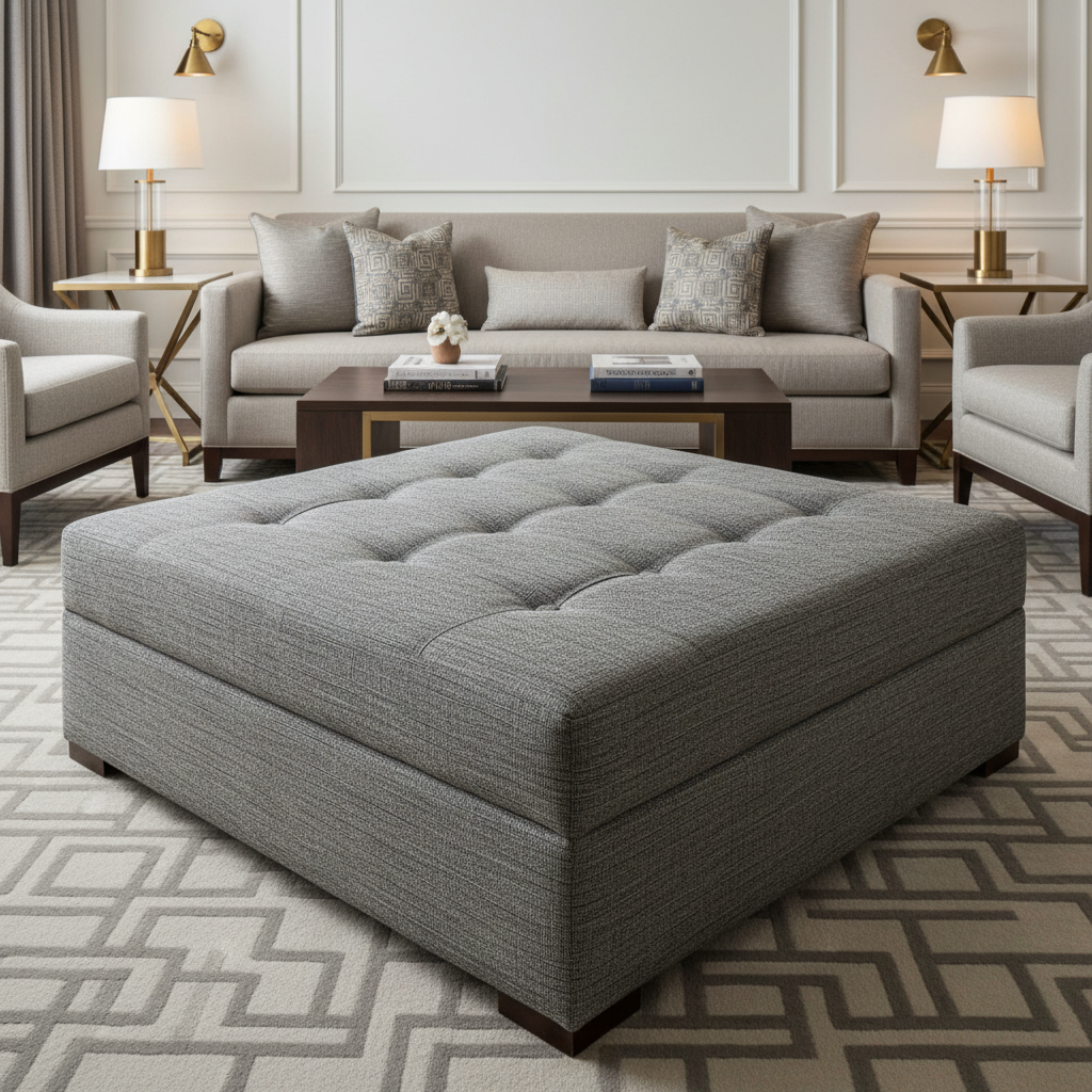 Tumble Reef - Slate Upholstered Ottoman | Architectural Fabrics