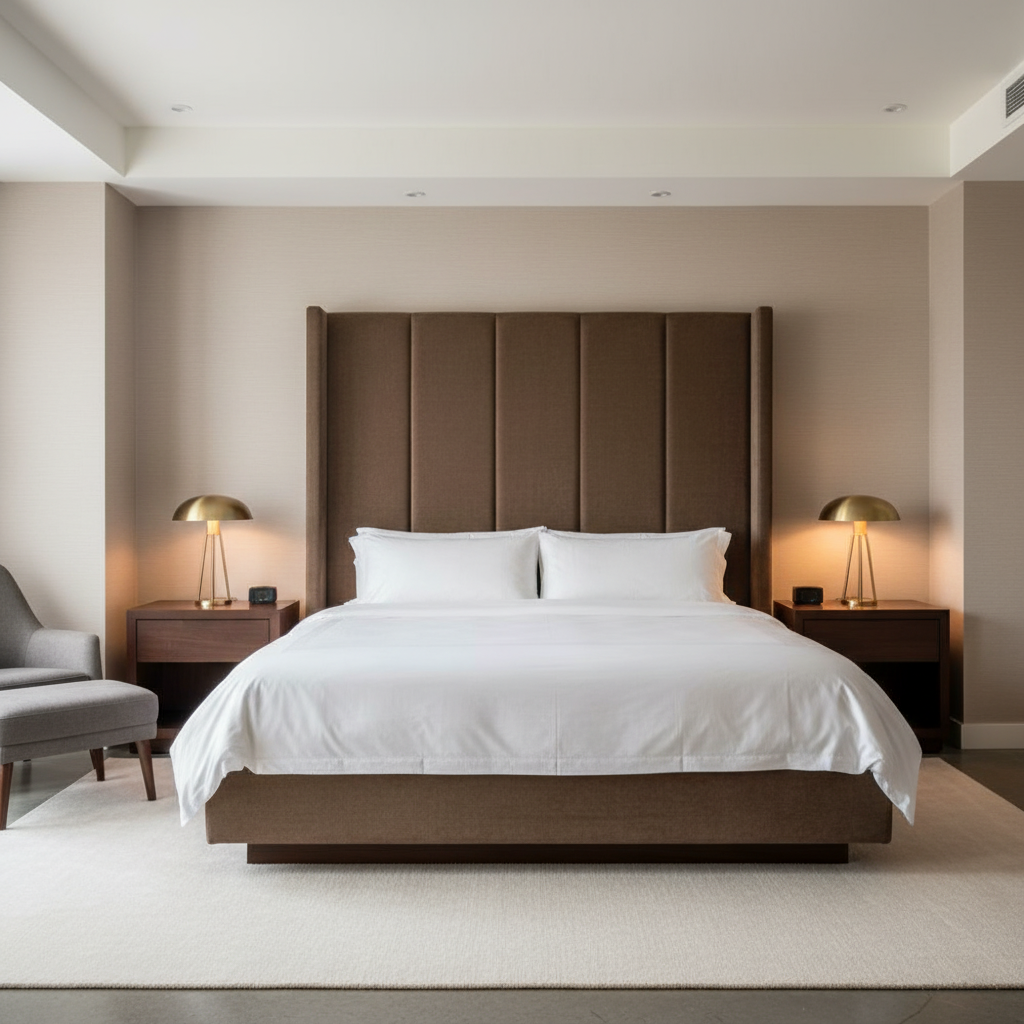 Woven Textile Texture Dark Chocolate Upholstered Headboard | Architectural Fabrics