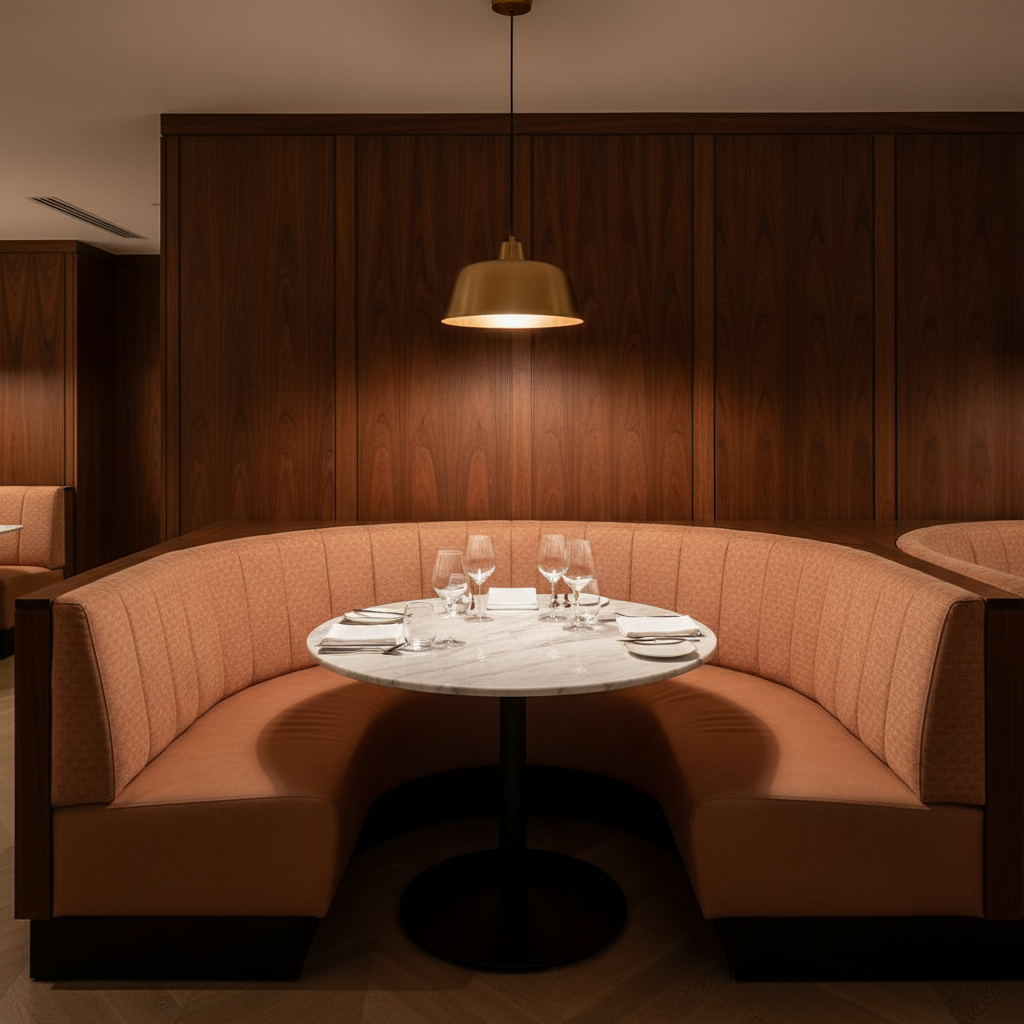 Pinnacle Rock - Dusty Rose Upholstered Banquette | Architectural Fabrics