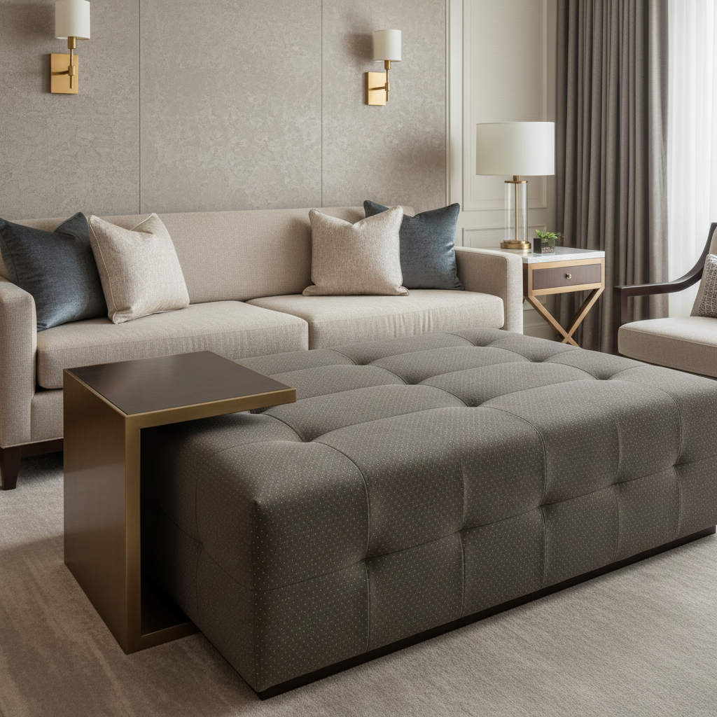 Analog - Analog Etched Polyurethane Upholstered Ottoman | Architectural Fabrics