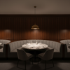 Fine Pebble Texture Cool Gray Upholstered Banquette | Architectural Fabrics