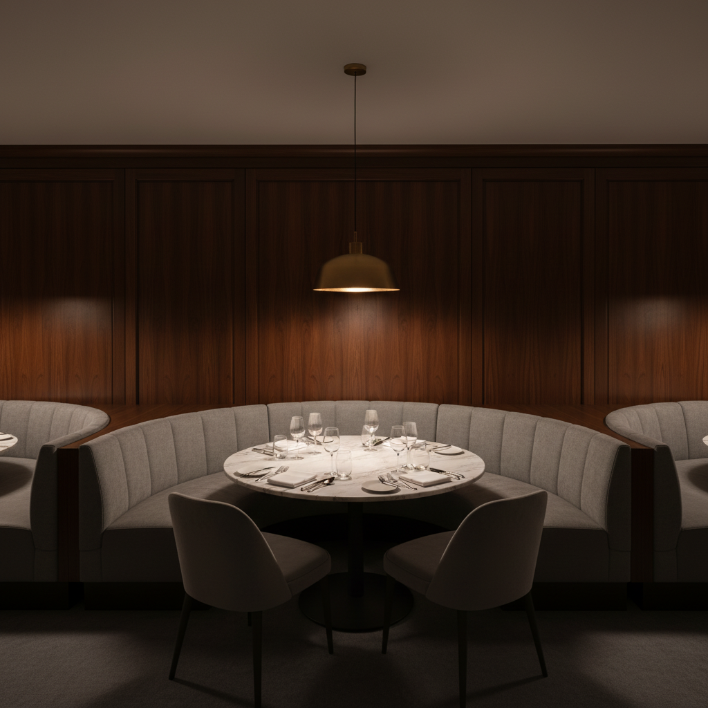 Fine Pebble Texture Cool Gray Upholstered Banquette | Architectural Fabrics