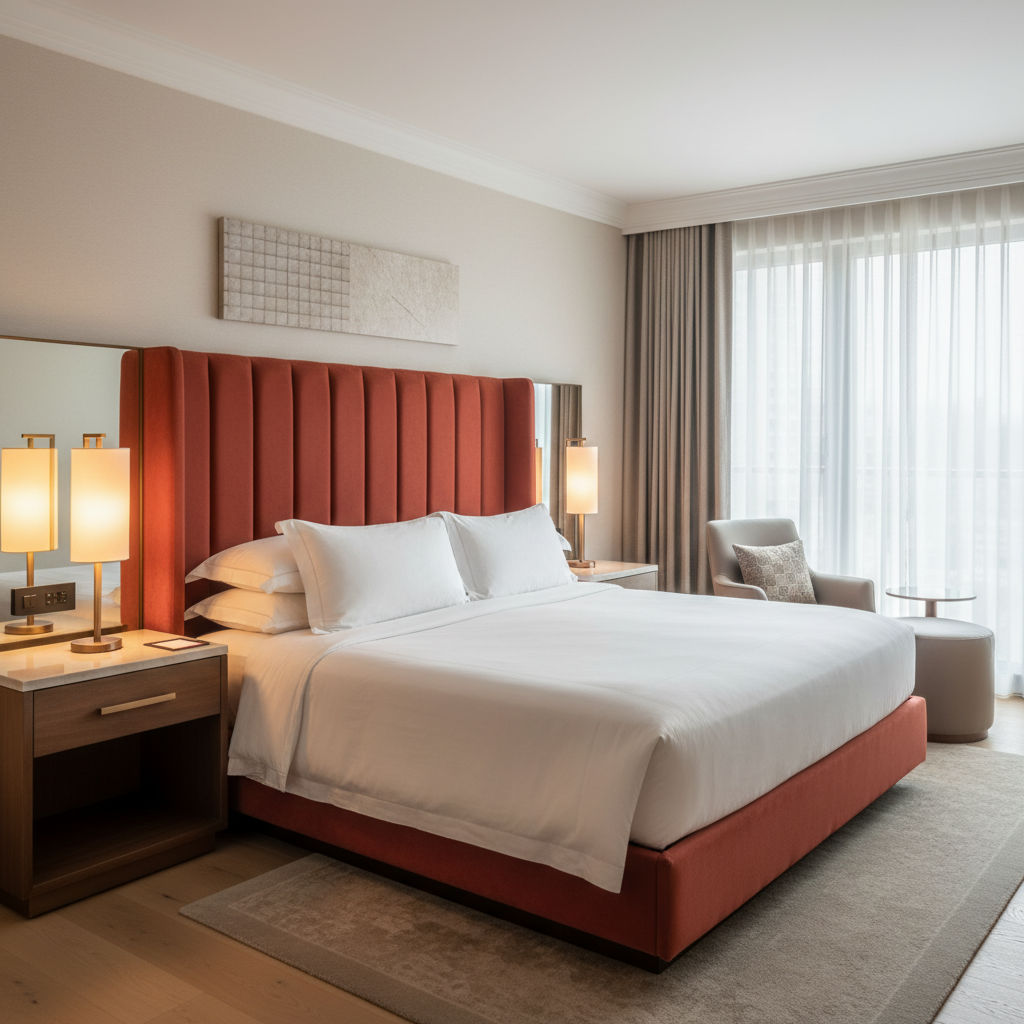 Ultrasuede Tomato Red Upholstered Headboard | Ultrasuede Upholstery