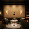 Moroccan Wooden Basketweave | Hollywood Wallcoverings - Restaurant Dining commercial room setting
