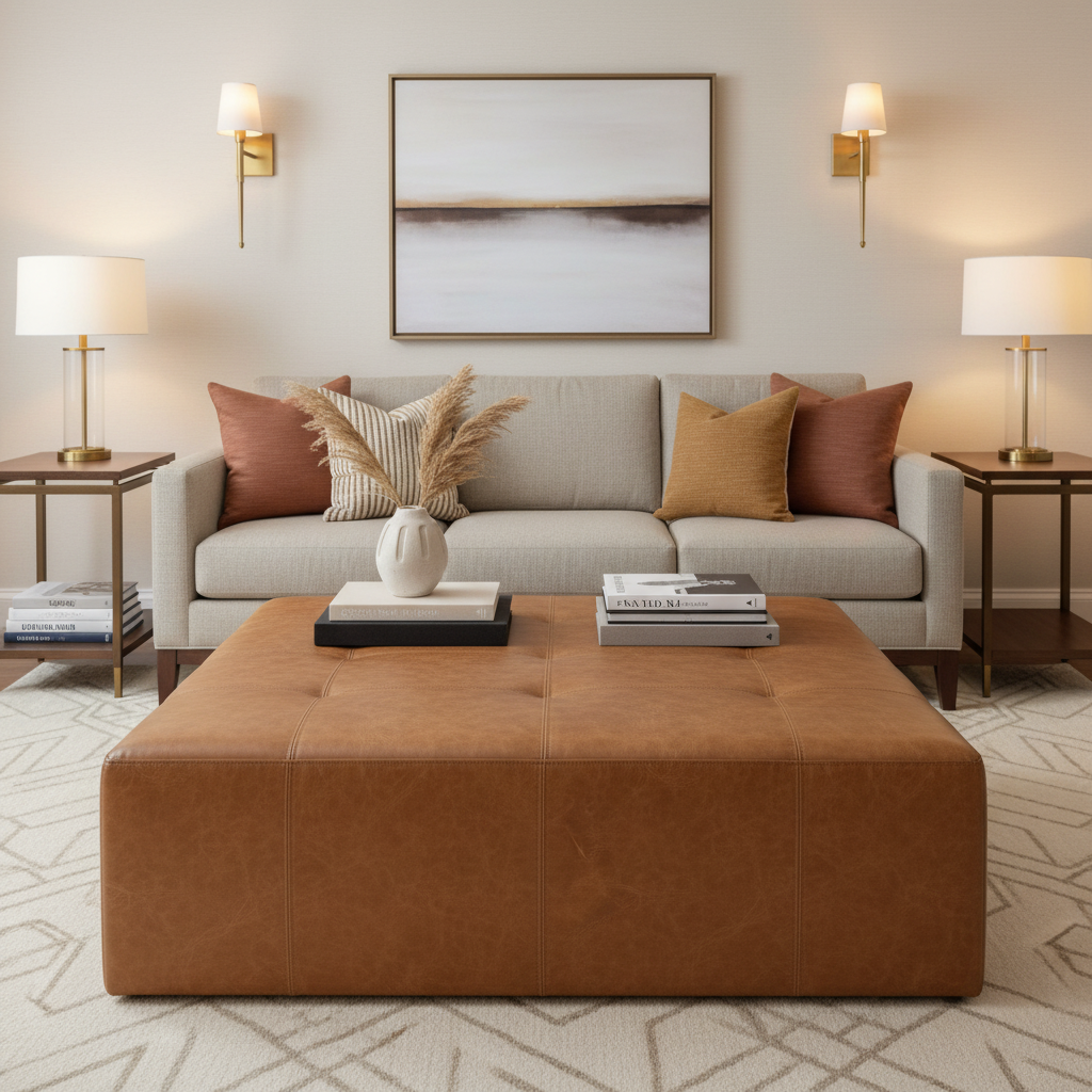 Baroque - Baroque Performance Vinyl Upholstered Ottoman | Architectural Fabrics