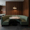 Smooth Matte Finish Earthy Green Upholstered Banquette | Architectural Fabrics