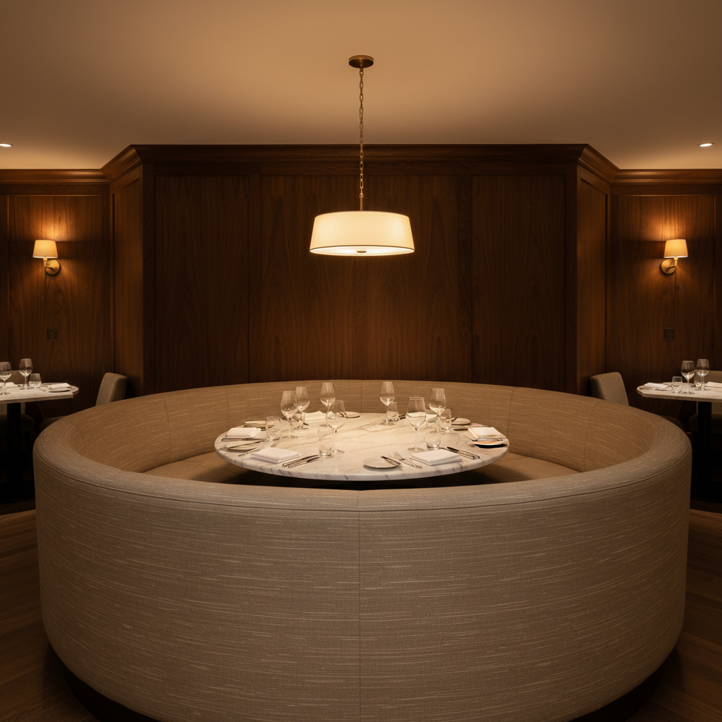 Tradewind Trace - Latte Upholstered Banquette | Architectural Fabrics