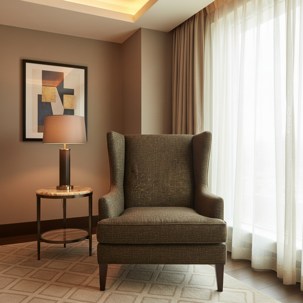 Woven Linen Texture Dark Bronze Upholstered Chair | Architectural Fabrics