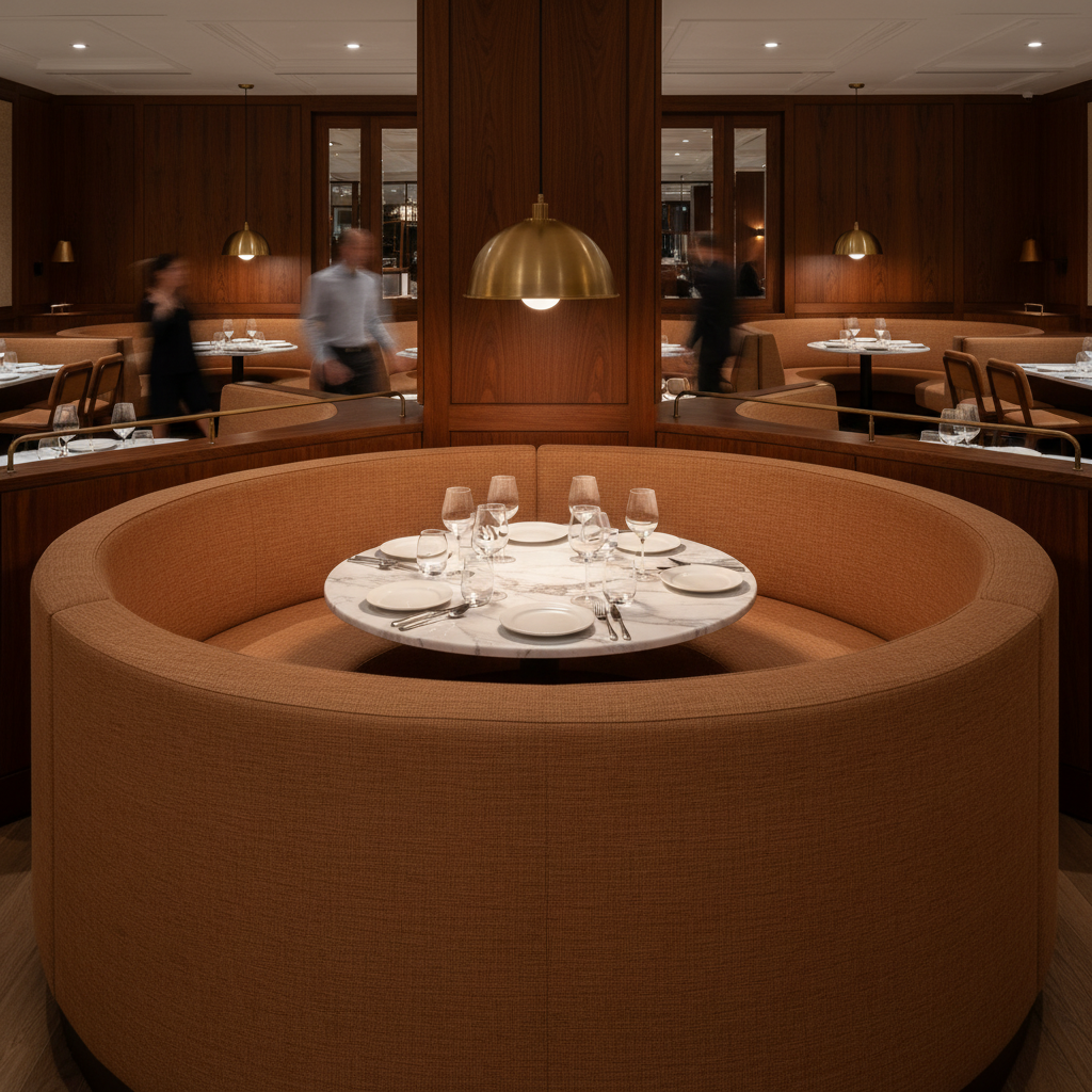 Subtle Woven Texture Russet Brown Upholstered Banquette | Architectural Fabrics