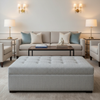 Woven Chevron Texture Coastal Gray Upholstered Ottoman | Architectural Fabrics