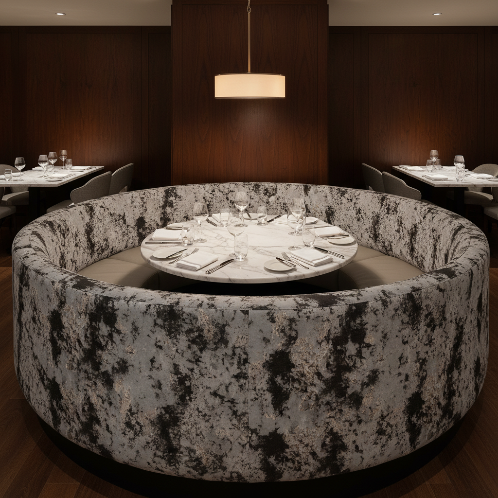 Distressed Cloud Texture Granite Stone Upholstered Banquette | Architectural Fabrics