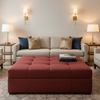 Subtle Linen Texture Deep Crimson Upholstered Ottoman | Architectural Fabrics