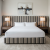 Sugar Mill Stripe - Mist Upholstered Headboard | Architectural Fabrics