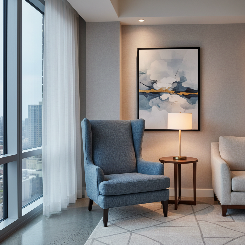 Fine Pebble Grain Denim Blue Upholstered Chair | Architectural Fabrics