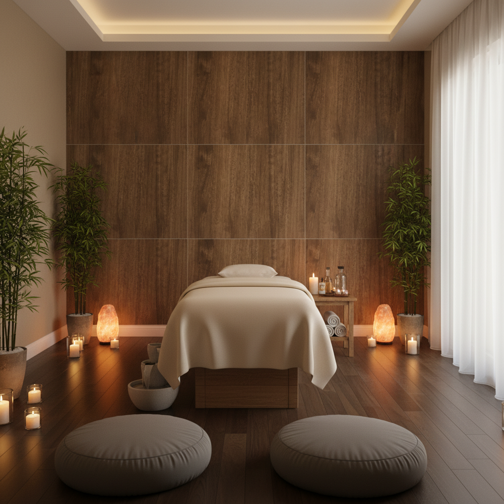 Biscay Bay Hickory Wood Grain | Hollywood Wallcoverings - Healthcare Waiting Room commercial room setting