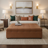 Alamo - Saddle Performance Vinyl Upholstered Ottoman | Architectural Fabrics