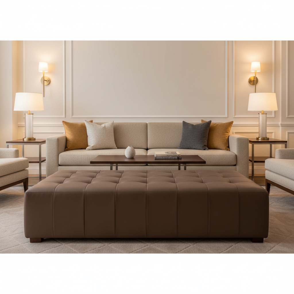 Maho Bay - Mahogany Upholstered Ottoman | Architectural Fabrics
