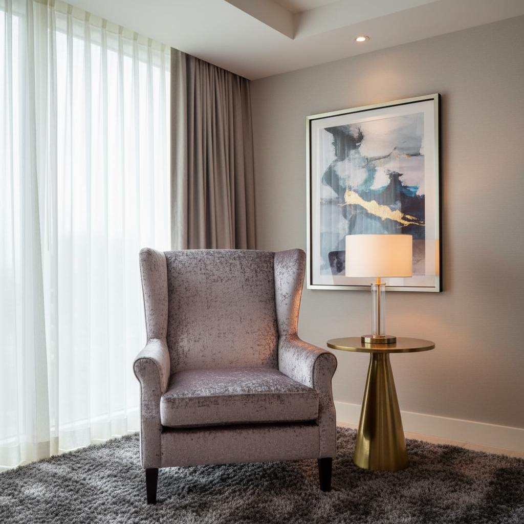 Crushed Velvet Texture Dusty Lavender Upholstered Chair | Architectural Fabrics