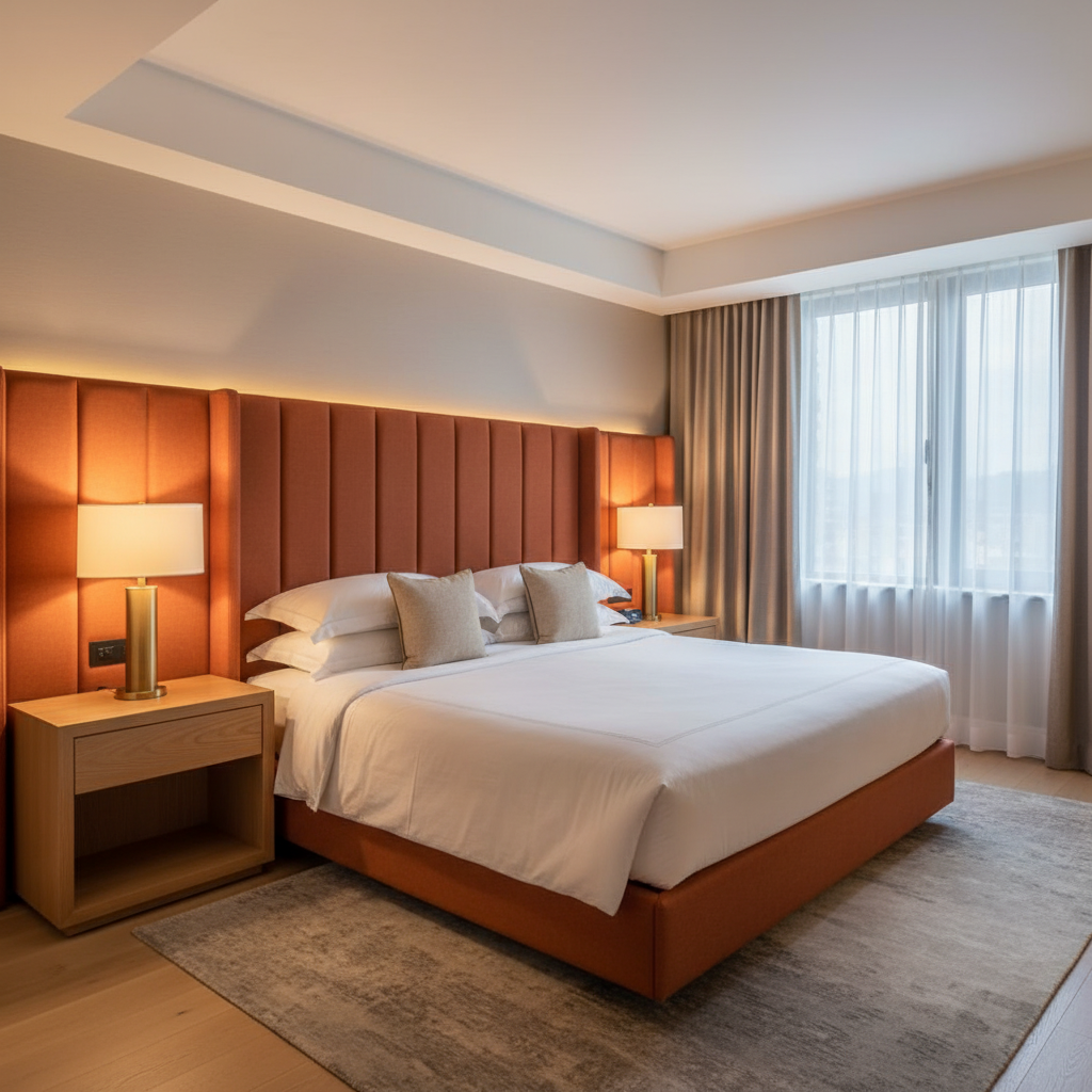 Aarden - Terracotta Silicone Hybrid Upholstered Headboard | Architectural Fabrics