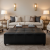 Embossed Reptile Scale Deep Onyx Upholstered Ottoman | Architectural Fabrics