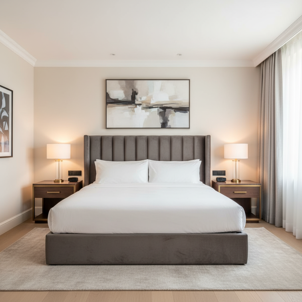 Fine Woven Texture Deep Graphite Upholstered Headboard | Architectural Fabrics