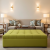 Ultrasuede  Lime  Yellow, Green Upholstered Ottoman | Ultrasuede Upholstery