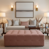 Ultrasuede  Rosewood Pink Upholstered Ottoman | Ultrasuede Upholstery