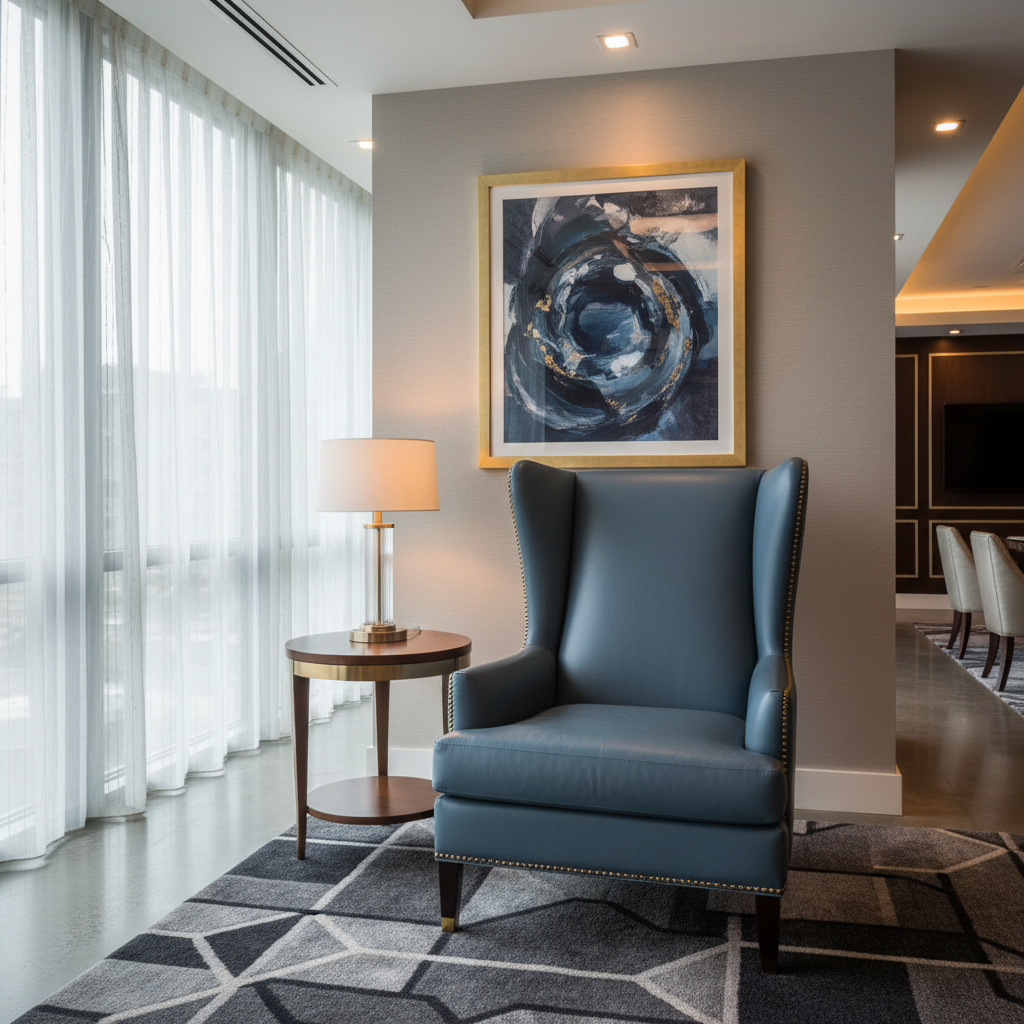 Algiers - Slate Blue Performance Vinyl Upholstered Chair | Architectural Fabrics