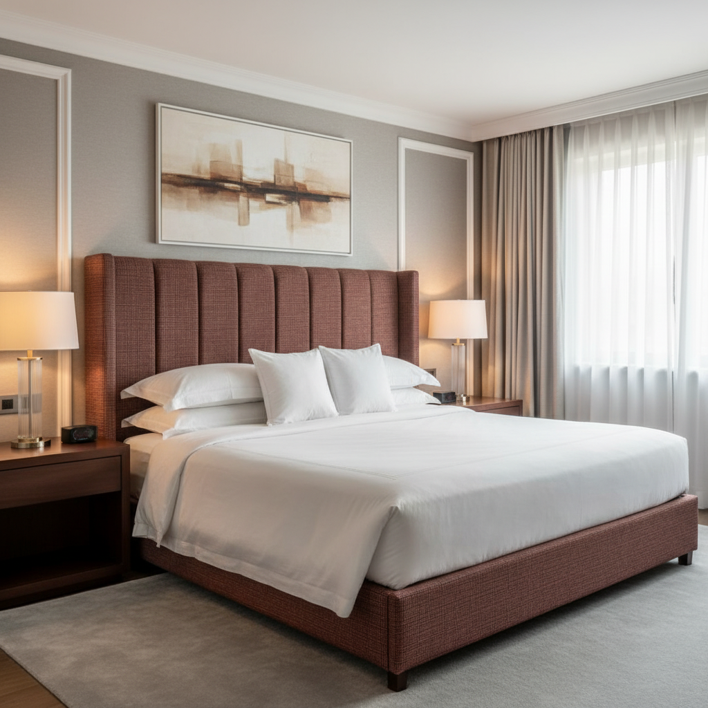 Woven Crosshatch Texture Rustic Sienna Upholstered Headboard | Architectural Fabrics