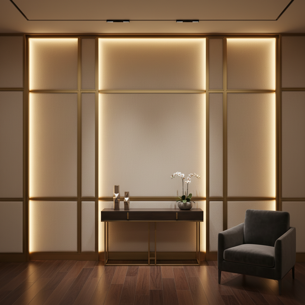 Smooth Pebble Grain Creamy Beige Upholstered Wall Panel | Architectural Fabrics