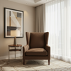 Woven Linen Texture Rich Umber Upholstered Chair | Architectural Fabrics