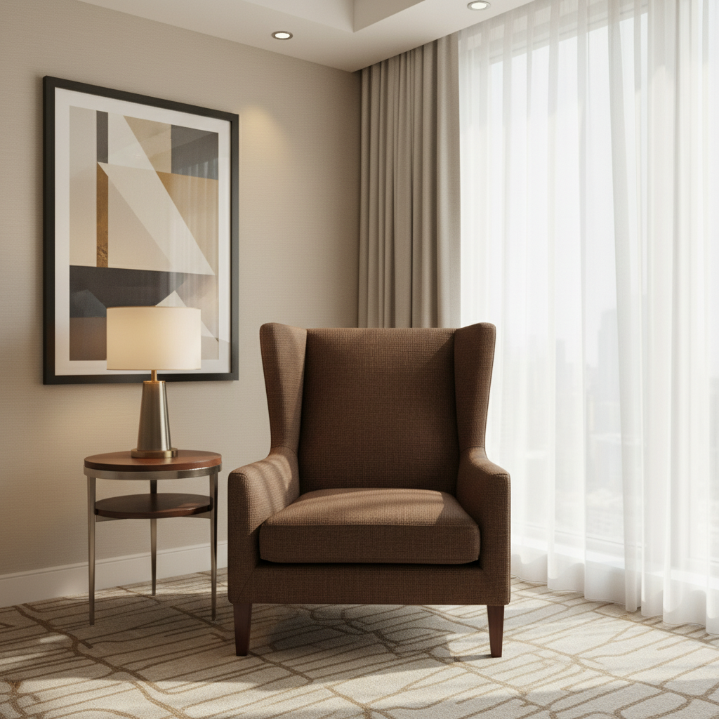 Woven Linen Texture Rich Umber Upholstered Chair | Architectural Fabrics