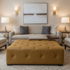Smooth Solid Color Golden Brown Upholstered Ottoman | Architectural Fabrics