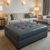 Aire Pebbled - Deep Slate Breathable Polyurethane Upholstered Ottoman | Architectural Fabrics