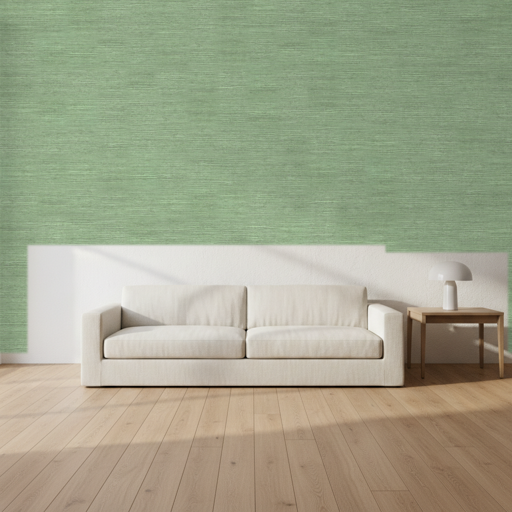 Nantucket Grasscloth Leaf Green Wallcovering | Phillipe Romano room setting