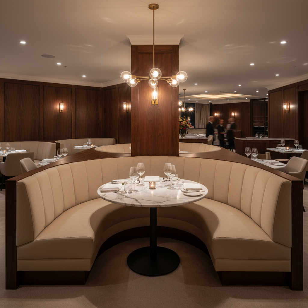Smooth Subtle Texture Pale Sand Upholstered Banquette | Architectural Fabrics