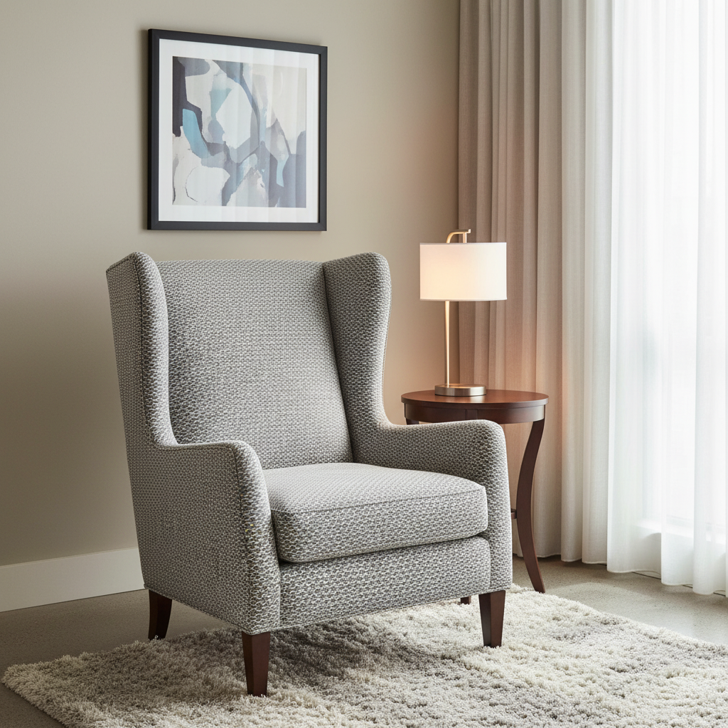 Geometric Woven Texture Soft Gray Upholstered Chair | Architectural Fabrics