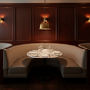 Fine Textured Weave Soft Taupe Upholstered Banquette | Architectural Fabrics