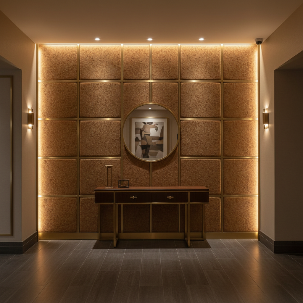 Aragon - Bronze Age Performance Vinyl Upholstered Wall Panel | Architectural Fabrics